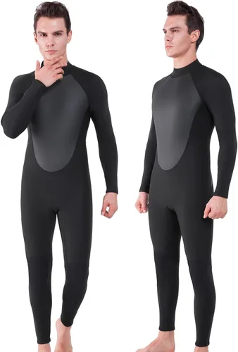 Vista 10 de Traje de neopreno completo para hombre y mujer, 0.118 in, buceo, natación, trajes húmedos térmicos, cremallera delantera/trasera, traje de baño