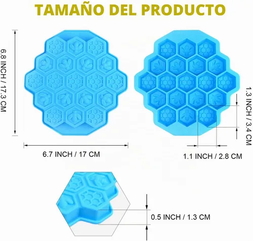 Vista 2 de 3 piezas de moldes de silicona de panal de abeja, XJMWXHFC moldes de chocolate de 19 cavidades, moldes de silicona de grado alimenticio