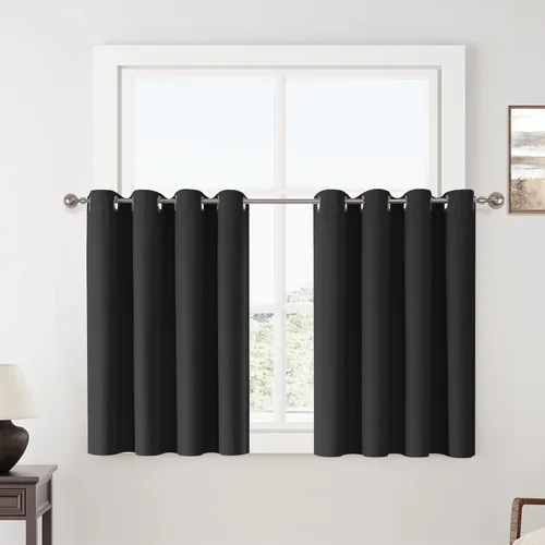 Vista 32 de ChrisDowa Cortinas 100% Opacas de Abedul Sólido de 45 Pulgadas de Largo, 2 Paneles para Dormitorio y Sala de Estar, Estilo Granja Oscurecedoras