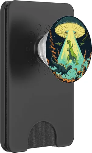 Vista 7 de Alien Lover Flying Saucer UFO Abduction Dinosaur PopSockets Standard PopGrip