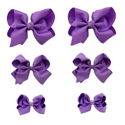 Vista 12 de Moños negros para niñas, 6 piezas de moños de cinta de grogrén hechos a mano con pinzas de cocodrilo, accesorios para el cabello para niñas