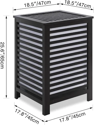 Vista 3 de SMIBUY cesta de lavandería doble con tapa, canasta de lavandería de bambú de 120L con bolsa interior extraíble, clasificador de ropa de 2 secciones
