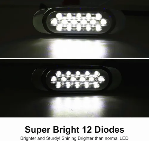 Vista 5 de Ourbest Luces de posición laterales ovaladas para remolque (2, blancas)