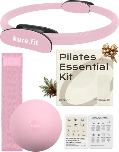 Vista 2 de Juego de mancuernas ajustables rosas de 5 a 12 libras, juego de mancuernas ajustables de 2 a 5 libras y kit de pilates