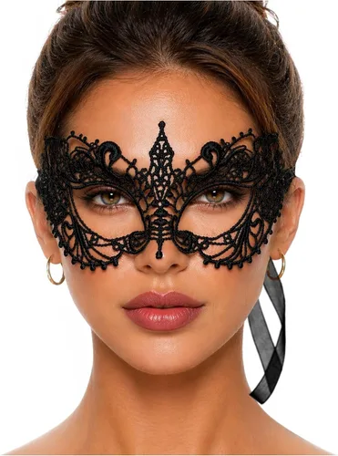 Vista 7 de Masquerade Mask For Women Lace Masquerade Mask for Masquerade Party, Proms, Venetian Party, Mardi Gras, Halloween & Cosplay Ana Bg Pluma de Pavo Real
