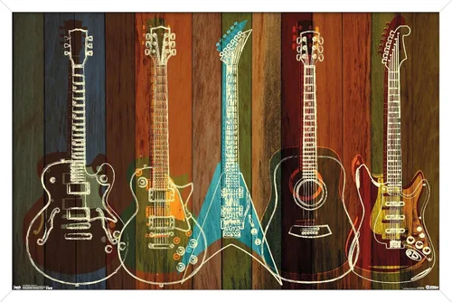 Vista 13 de Trends International Póster de pared de guitarras para pared, 14.725 x 22.375 pulgadas, versión enmarcada de madera de granero Versión enmarcada