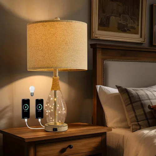Vista 10 de OYEARS Juego de 2 lámparas de mesa de 23 pulgadas para sala de estar, lámparas de noche para mesitas de noche, lámparas de dormitorio, lámpara