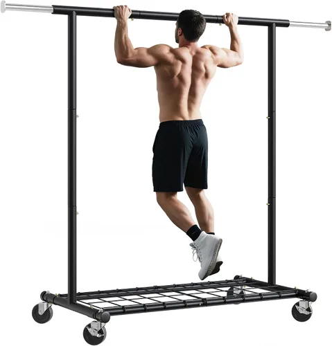 Vista 9 de Raybee Perchero para Ropa Resistente 200+LBS, Percheros para Colgar Ropa, Perchero de Metal con Ruedas, Perchero Comercial para Prendas Rodante Negro