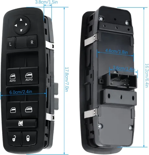 Vista 2 de Interruptor de control de ventana eléctrica Lado del conductor delantero 11 pines Compatible con Dodge Durango 2011-2013, Jeep Grand Cherokee