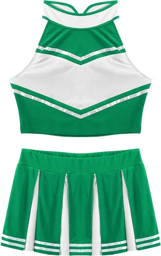 Vista 4 de iiniim Conjunto de 2 piezas de uniforme de animadora para niñas escolares