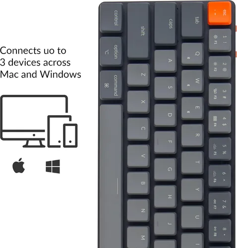 Vista 3 de Keychron K7 - Teclado mecánico ultra delgado con 65 de diseño 68 teclas inalámbrico Bluetoothcon cable interruptor Gateron marrón de bajo perfil