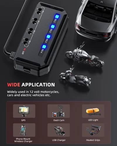 Vista 5 de Bloque de Fusibles ELECTOP 12V, Kit de Caja de Fusibles y Relé Universal de 20A para Motocicleta y Automotriz con 4 Circuitos, Portador de Fusible