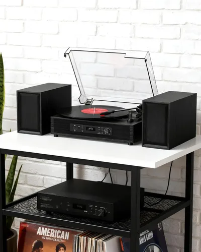 Vista 8 de Reproductor de discos de vinilo con 4+2 altavoces estéreo externos, negro