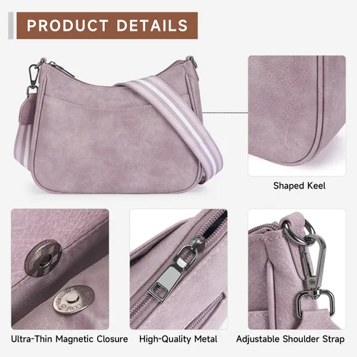 Vista 5 de APHISON Bolso cruzado de cuero moderno con correa ajustable, bolso de hombro para mujer