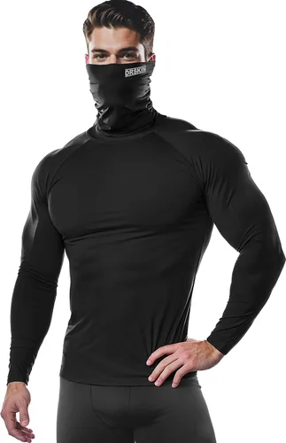 Vista 2 de DRSKIN 2 or 1 Pack Men's MASK Turtleneck Compression Shirts Top Long Sleeve Sports Baselayer Running Thermal Athletic Workout