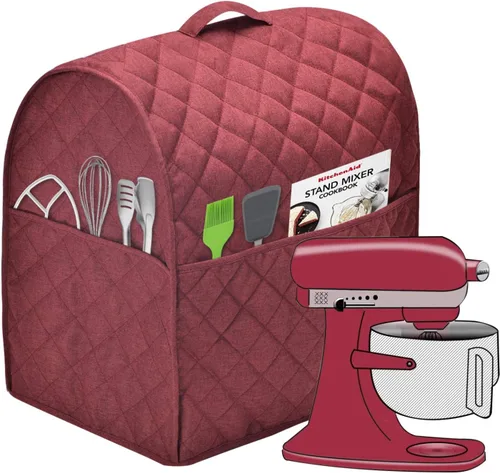 Vista 7 de Cubierta antipolvo para batidora de pie con 3 bolsillos compatible con cabezal inclinable KitchenAid, fácil limpieza, se puede planchar