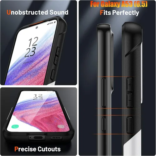 Vista 6 de Funda resistente para Samsung Galaxy A53 (5G) de 6.5 pulgadas, 4 esquinas con bolsas de aire [protección contra caídas de 12 pies], agarre