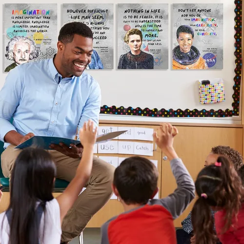 Vista 7 de Arte de pared motivacional de científicos famosos para decoración de aula, carteles e impresiones inspiradoras de celebridades para escuela