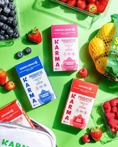 Vista 9 de Bolsa de Hidratación Probiótica Karma - Paquete de 6, Mezcla de Bebida en Polvo de Bayas y Cereza - Apoyo Inmunológico y de la Salud Intestinal Para