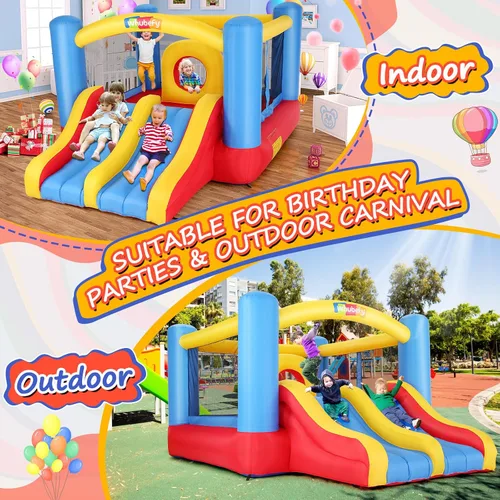 Vista 5 de Whubefy Casa de Rebote Inflable para Niños 3-6 Niños Grandes 8-12 con Tobogán Doble y Pista de Obstáculos, 3.66 x 2.74 m Casa Inflable