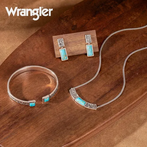 Vista 3 de Montana West Pulsera de Puño Wrangler para Mujeres Occidental Turquesa Ajustable Brazalete Abierto Plateado Tallado Floral Vaquera Joyería Country
