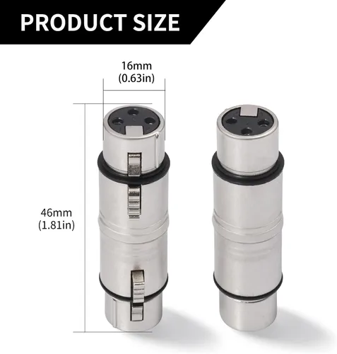 Vista 5 de Adaptador de acoplador XLR hembra a hembra de 3 pines conector XLR para cables de audio o sistemas PA 2 unids