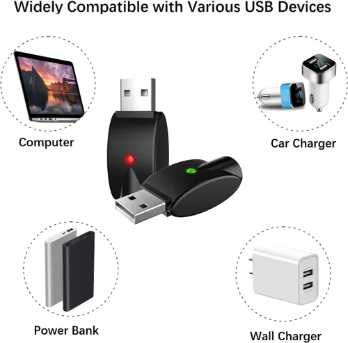 Vista 4 de Cable de rosca USB universal de 3 piezas, cargador inteligente con indicador LED, protección inteligente contra sobrecarga, adaptador USB