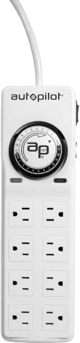 Vista 2 de Hydrofarm Protector contra sobretensiones con piloto automático TMSP8 con 8 tomas y temporizador