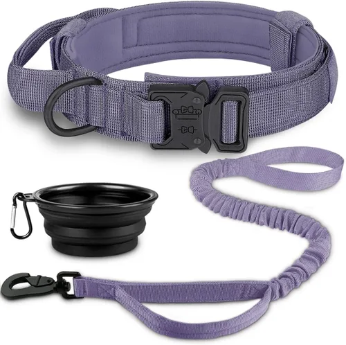 Vista 7 de COOYOO Juego de 3 collares tácticos para perros, collar ajustable de nailon para entrenamiento militar con mango de control y hebilla de metal