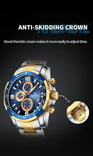 Vista 5 de NAVIFORCE Reloj analógico de cuarzo con cronógrafo para hombre con pulsera de acero inoxidable