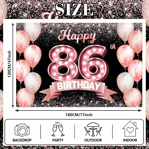 Vista 381 de Cartel de feliz cumpleaños décimo oro rosa, telón de fondo, saludos a 10 años, globos de confeti, decoración temática para niñas de 10 años