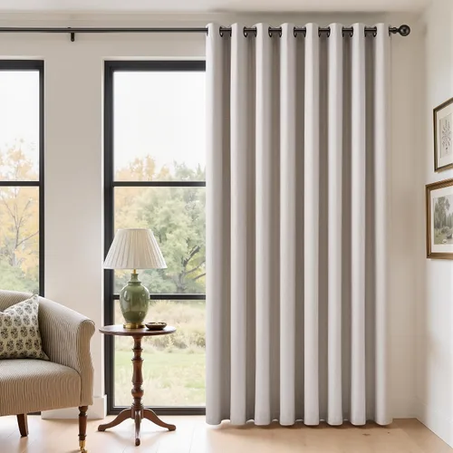 Vista 20 de Cortinas de 100 pulgadas extra anchas 100% opacas marfil con ojales, lino Natural