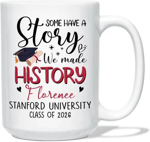 Vista 15 de Taza de café blanca personalizada para graduación, con texto en inglés "Behind You All Your Memories Before You All Your Dreams", taza de café de 11