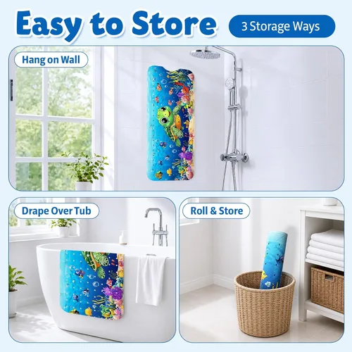 Vista 5 de XIYUNTE Alfombra de Baño para Bebé para Bañera Antideslizante Alfombra de Baño para Niños - 40''x16'' Extra Larga Alfombra de Bañera para Bebé
