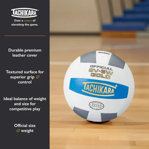Vista 2 de Tachikara SV5W Gold Pelota de vóley premium, de competición, de piel.
