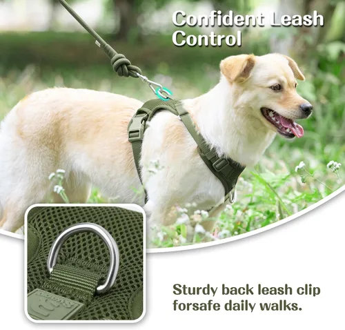 Vista 3 de Arnés sin tirones para perros pequeños, medianos y grandes, chaleco de malla ajustable de 2 capas con doble clip, a prueba de escapes, liberación