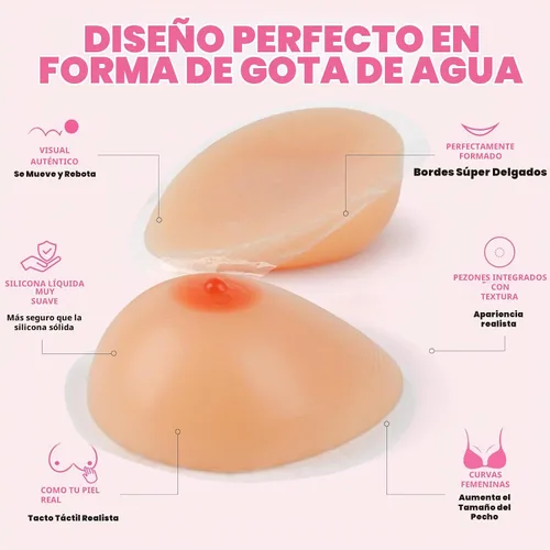 Vista 2 de IVITA Un par de formas de pecho adhesivas de silicona para prótesis de mastectomía, travesti, prótesis transgénero, cosplay Desnudo
