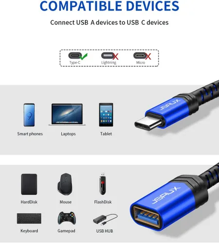 Vista 6 de JSAUX Adaptador USB C a USB [2 unidades], cable OTG tipo C 3.0 OTG On The Go tipo C macho a USB A hembra adaptador compatible con MacBook, iPhone 16