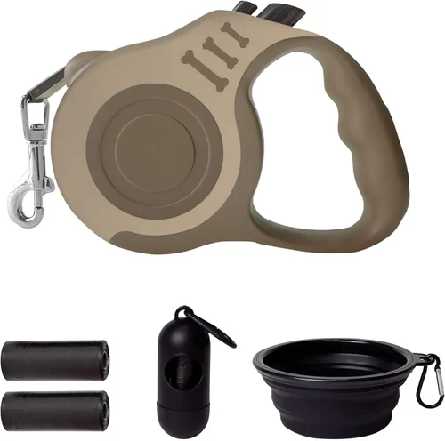 Vista 39 de Correa retráctil para perros pequeños y medianos, automática, telescópica, cinta para mascotas de 10/16 pies, duradera y práctica, con asa A1- rosa