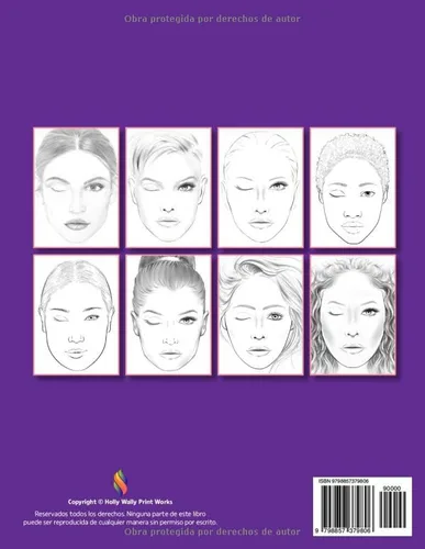 Vista 2 de Diagramas de maquillaje del rostro Practica el maquillaje con 8 plantillas diferentes (Spanish Edition)