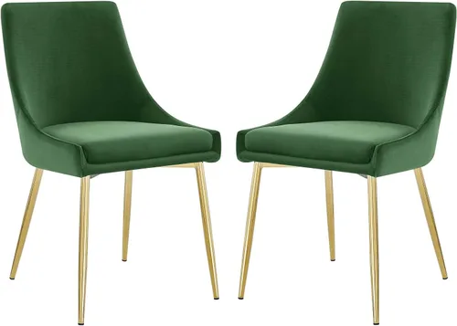 Vista 11 de Modway Viscount Performance - Sillas de comedor de terciopelo, juego de 2, color dorado marfil