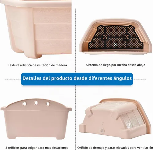 Vista 4 de ORIMERC Macetas de madera imitada de 9.8 pulgadas para plantas de interior, macetas colgantes de pared para interiores y exteriores, maceta vertical