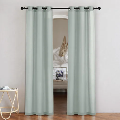 Vista 9 de NICETOWN - Cortinas de lino angora para ventana de cocina sobre el fregadero, con ojales, lino grueso angora, tratamientos cortos para ventanas