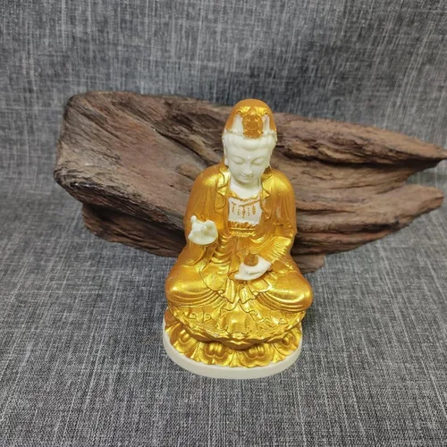 Vista 5 de Estatua de Quan Yin, estatua de Buda Guan yin de la Diosa de la Misericordia en decoración de loto Feng Shui Escultura de estatua de Buda femenina