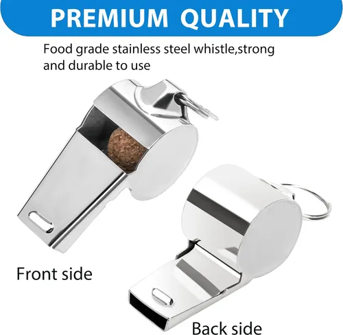 Vista 4 de Xgunion Whistle - Paquete de 3 silbatos deportivos de metal para entrenadores, árbitros deportivos con cordón, silbatos de entrenador para adultos
