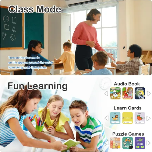 Vista 9 de Reloj inteligente para niños de 1.85" con rastreador de fitness y sueño, reloj inteligente para niños resistente al agua IP68, regalos para niños
