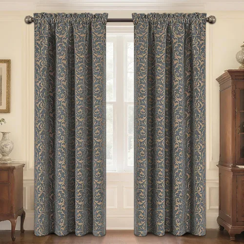 Vista 29 de Loom and Mill - Cortinas de lujo de jacquard para dormitorio, cortinas de damasco beige de 2 paneles con alzapaños, elegante cortina de ventana