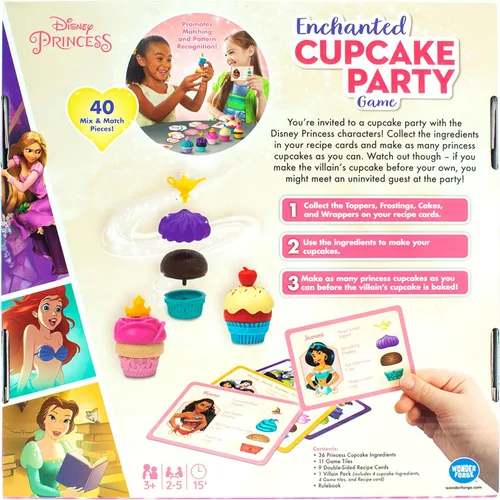 Vista 5 de Wonder Forge Juego de fiesta de cupcakes encantados de Disney Princesas - Emocionante juego de correspondencia Divertido para niños y adultos