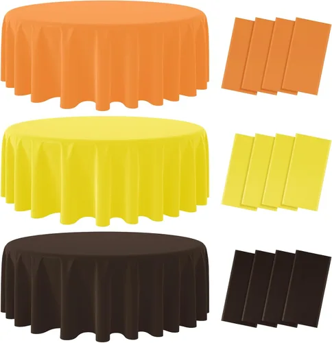 Vista 11 de 12 manteles de plástico de otoño, mantel de 54 x 108 pulgadas, color Café Naranja Amarillo (rectángulo)