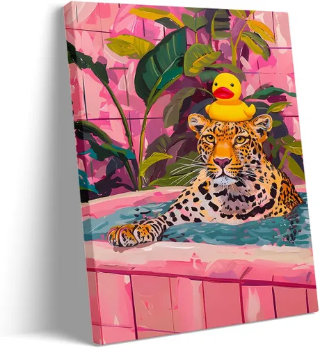 Vista 9 de Divertido arte de pared de gato negro para baño, periódico de lectura de gatos sobre inodoro, póster de mascota humorística rosa para decoración
